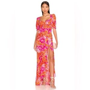 Lovers and Friends Morgan Dress Floral Pink and Orange Maxi Midi L